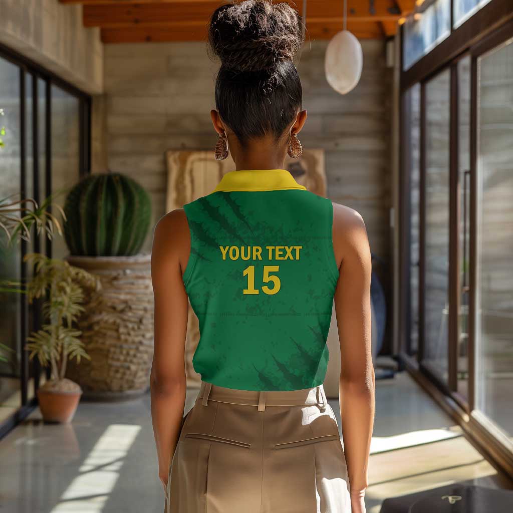 Custom Cameroon Football Women Sleeveless Polo Shirt Go Les Lions Indomptables Go - Wonder Print Shop
