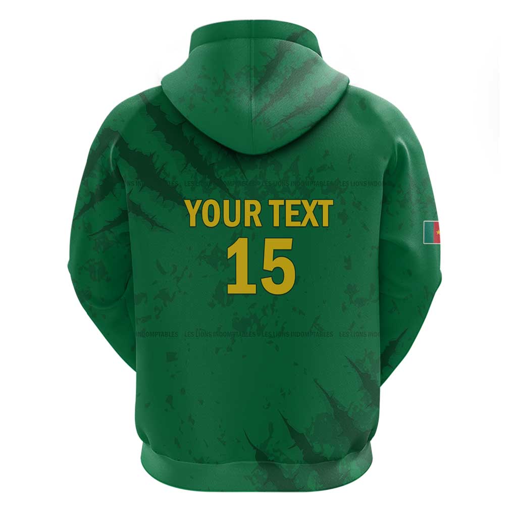 Custom Cameroon Football Zip Hoodie Go Les Lions Indomptables Go - Wonder Print Shop