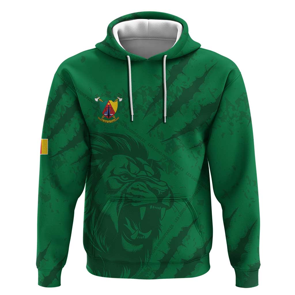 Custom Cameroon Football Zip Hoodie Go Les Lions Indomptables Go - Wonder Print Shop