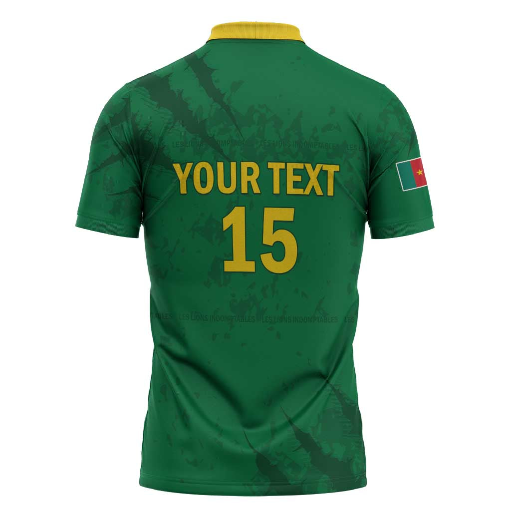 Custom Cameroon Football Zipper Polo Shirt Go Les Lions Indomptables Go - Wonder Print Shop