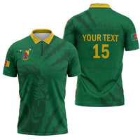 Custom Cameroon Football Zipper Polo Shirt Go Les Lions Indomptables Go - Wonder Print Shop