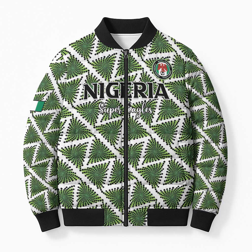 Custom Nigeria Football Bomber Puffer Jacket Come On Super Eagles - Wonder Print Shop