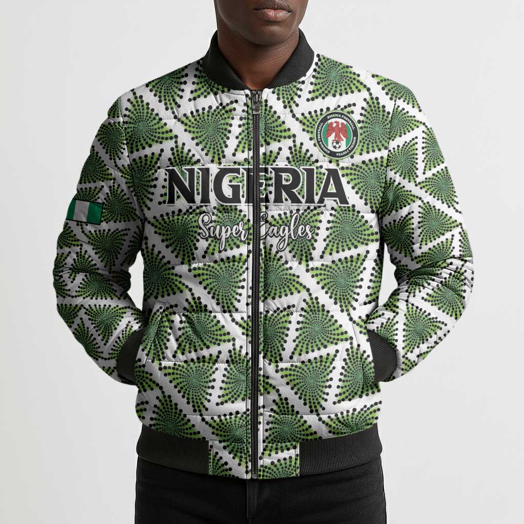 Custom Nigeria Football Bomber Puffer Jacket Come On Super Eagles - Wonder Print Shop