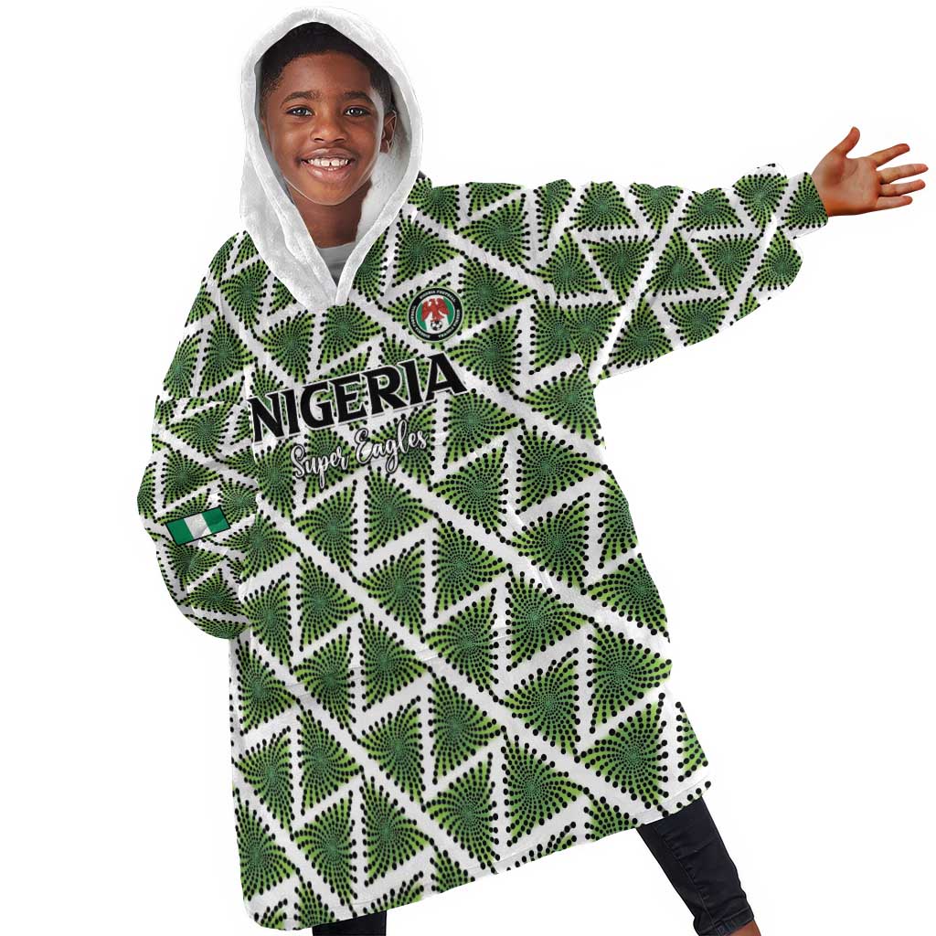Custom Nigeria Football Kid Wearable Blanket Hoodie Come On Super Eagles - Wonder Print Shop