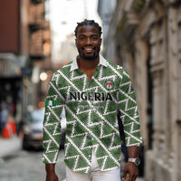 Custom Nigeria Football Long Sleeve Button Shirt Come On Super Eagles - Wonder Print Shop