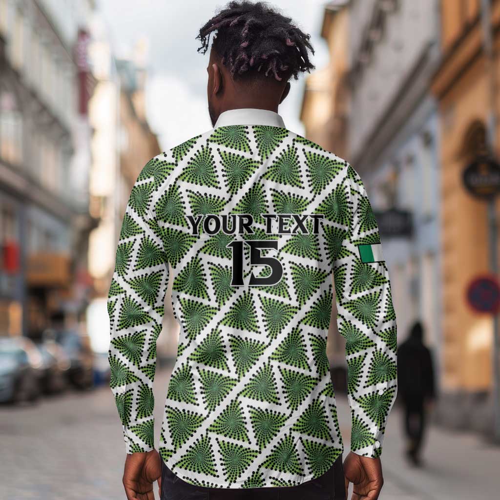 Custom Nigeria Football Long Sleeve Button Shirt Come On Super Eagles - Wonder Print Shop