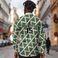 Custom Nigeria Football Long Sleeve Button Shirt Come On Super Eagles - Wonder Print Shop