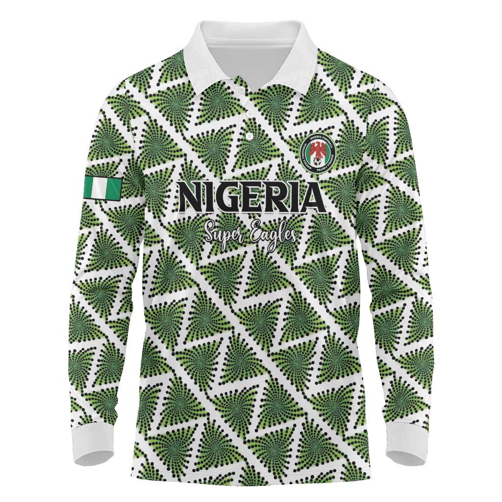 Custom Nigeria Football Long Sleeve Polo Shirt Come On Super Eagles - Wonder Print Shop