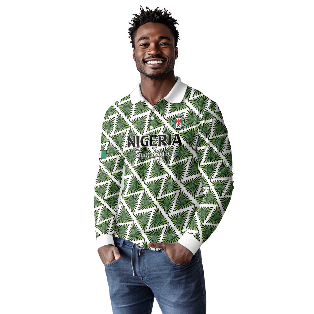 Custom Nigeria Football Long Sleeve Polo Shirt Come On Super Eagles - Wonder Print Shop