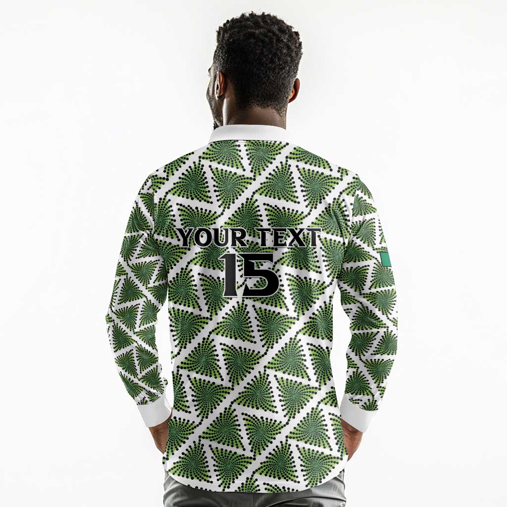 Custom Nigeria Football Long Sleeve Polo Shirt Come On Super Eagles - Wonder Print Shop