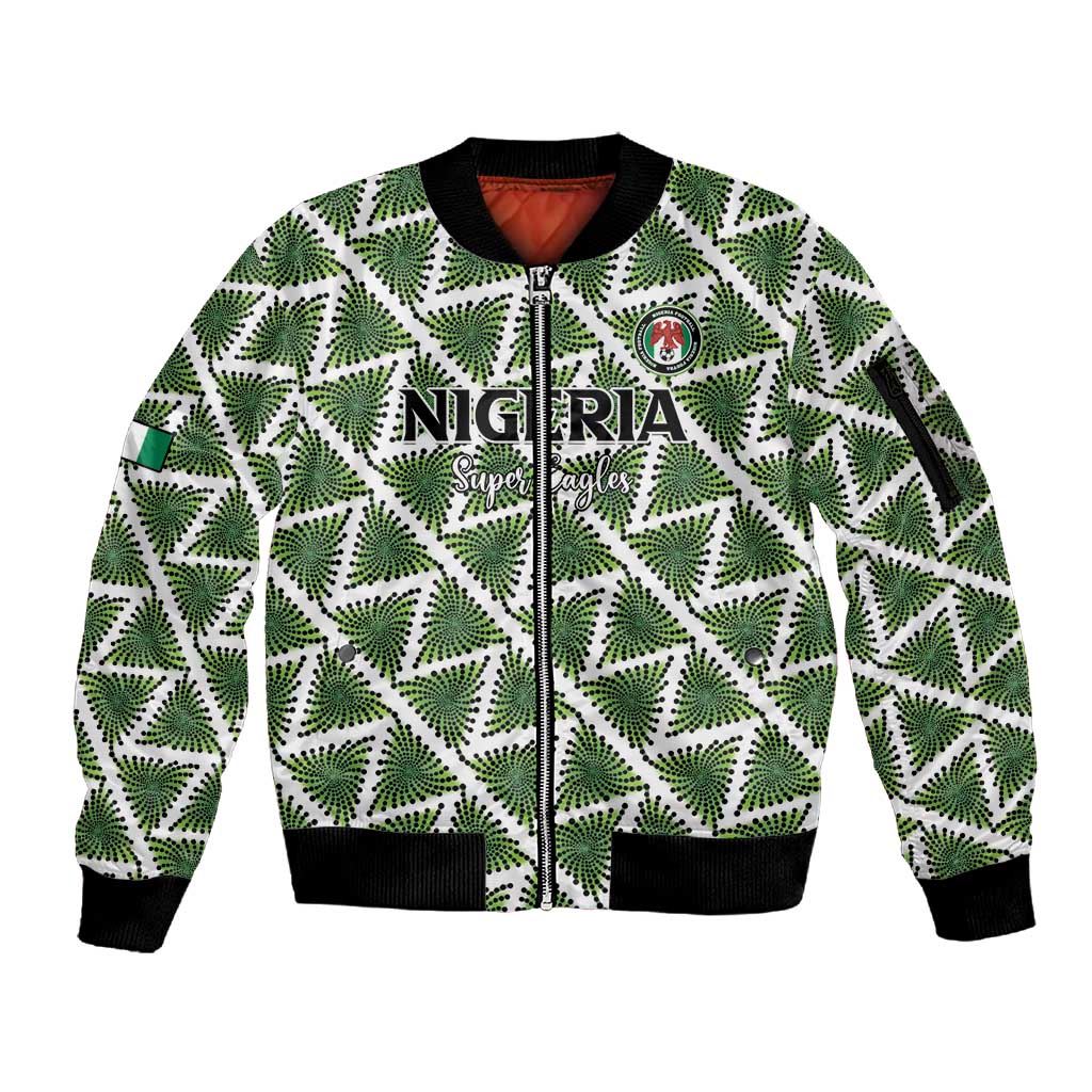 Custom Nigeria Football Sleeve Zip Bomber Jacket Come On Super Eagles - Wonder Print Shop