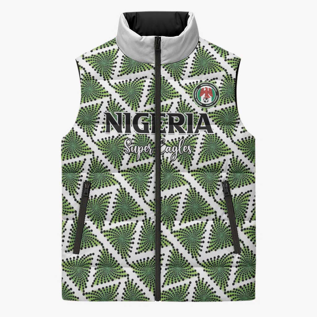 Custom Nigeria Football Sleeveless Puffer Jacket Come On Super Eagles - Wonder Print Shop