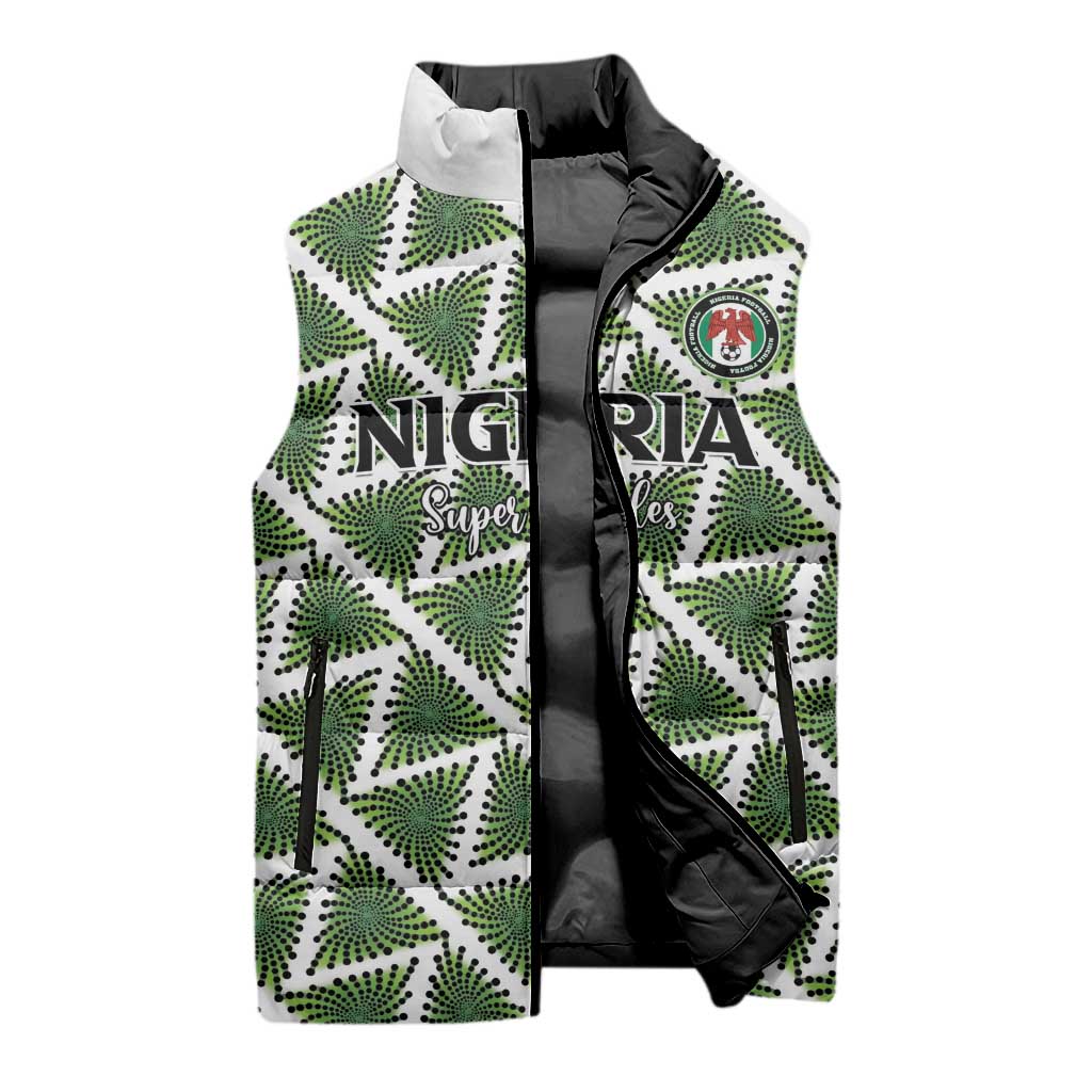 Custom Nigeria Football Sleeveless Puffer Jacket Come On Super Eagles - Wonder Print Shop