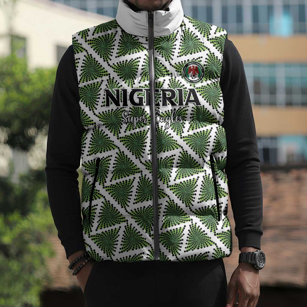 Custom Nigeria Football Sleeveless Puffer Jacket Come On Super Eagles - Wonder Print Shop