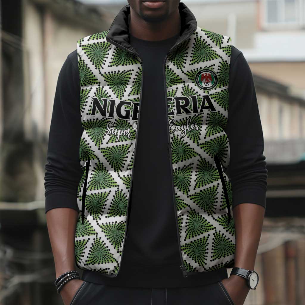 Custom Nigeria Football Sleeveless Puffer Jacket Come On Super Eagles - Wonder Print Shop