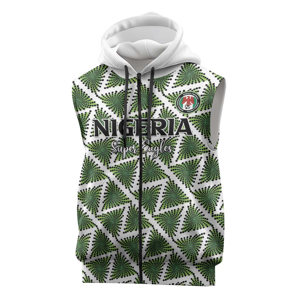 Custom Nigeria Football Sleeveless Zip Hoodie Come On Super Eagles - Wonder Print Shop
