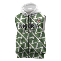 Custom Nigeria Football Sleeveless Zip Hoodie Come On Super Eagles - Wonder Print Shop