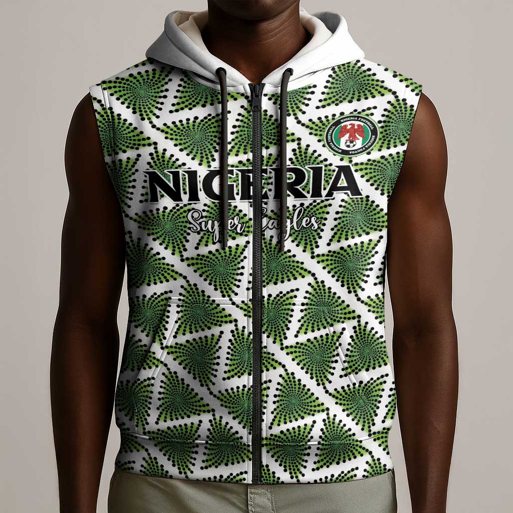 Custom Nigeria Football Sleeveless Zip Hoodie Come On Super Eagles - Wonder Print Shop