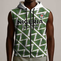 Custom Nigeria Football Sleeveless Zip Hoodie Come On Super Eagles - Wonder Print Shop