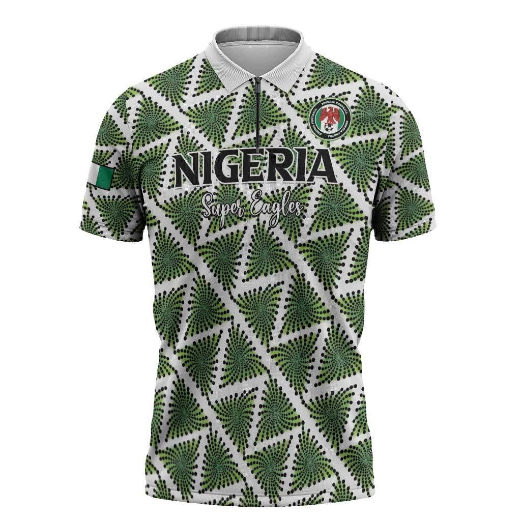 Custom Nigeria Football Zipper Polo Shirt Come On Super Eagles - Wonder Print Shop