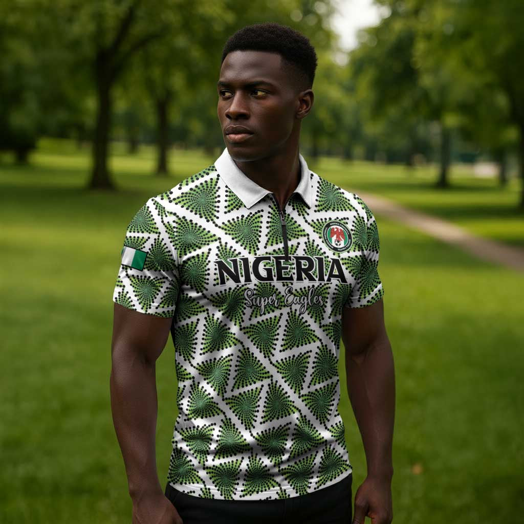 Custom Nigeria Football Zipper Polo Shirt Come On Super Eagles - Wonder Print Shop