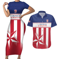 Custom Liberia Football Couples Matching Short Sleeve Bodycon Dress and Hawaiian Shirt Go Lone Stars