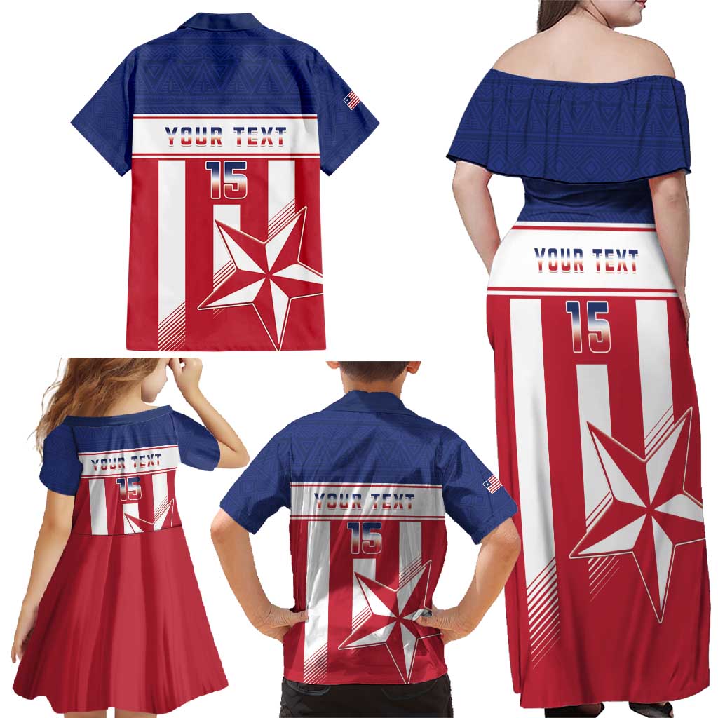 Custom Liberia Football Family Matching Off Shoulder Maxi Dress and Hawaiian Shirt Go Lone Stars