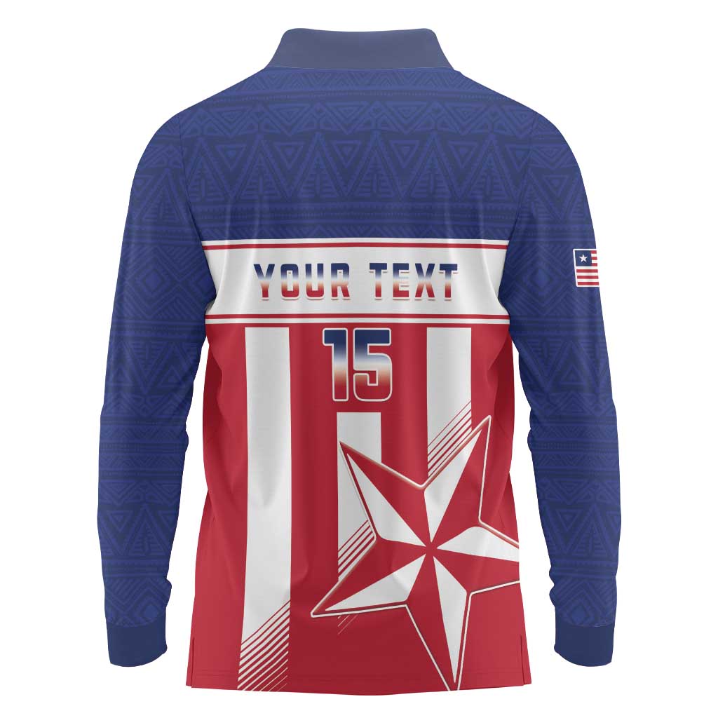 Custom Liberia Football Long Sleeve Polo Shirt Go Lone Stars