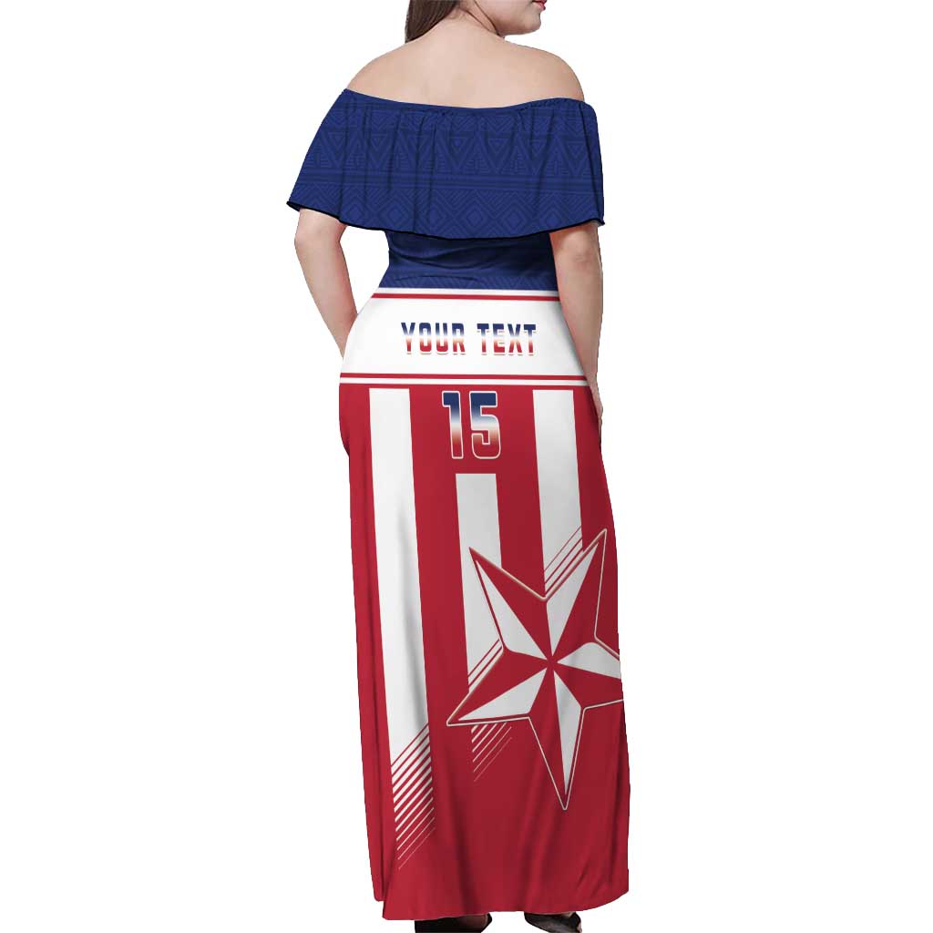 Custom Liberia Football Off Shoulder Maxi Dress Go Lone Stars