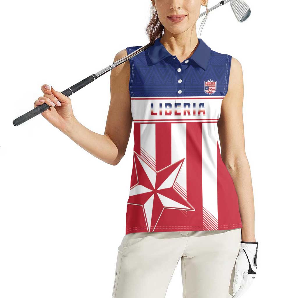 Custom Liberia Football Women Sleeveless Polo Shirt Go Lone Stars