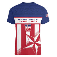 Custom Liberia Football Women V-Neck T-Shirt Go Lone Stars