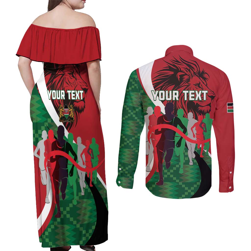 Personalised Athletics Kenya Couples Matching Off Shoulder Maxi Dress and Long Sleeve Button Shirt We Are Champions