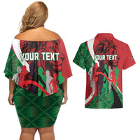 Personalised Athletics Kenya Couples Matching Off Shoulder Short Dress and Hawaiian Shirt We Are Champions