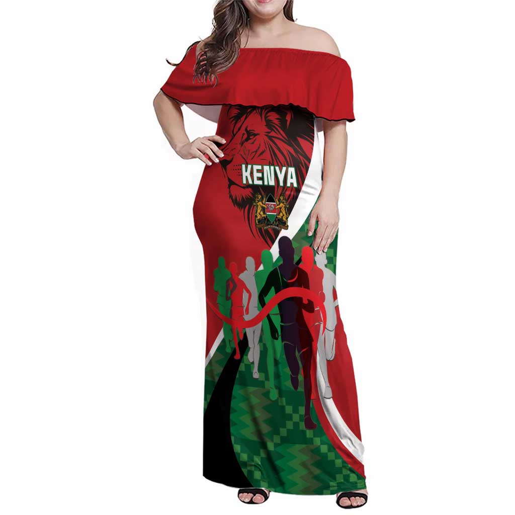Personalised Athletics Kenya Family Matching Off Shoulder Maxi Dress and Hawaiian Shirt We Are Champions