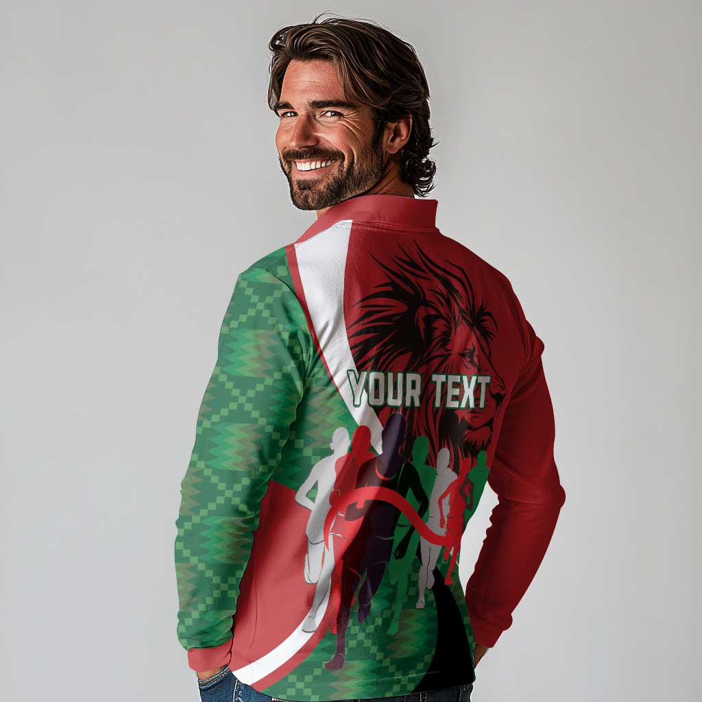 Personalised Athletics Kenya Long Sleeve Polo Shirt We Are Champions