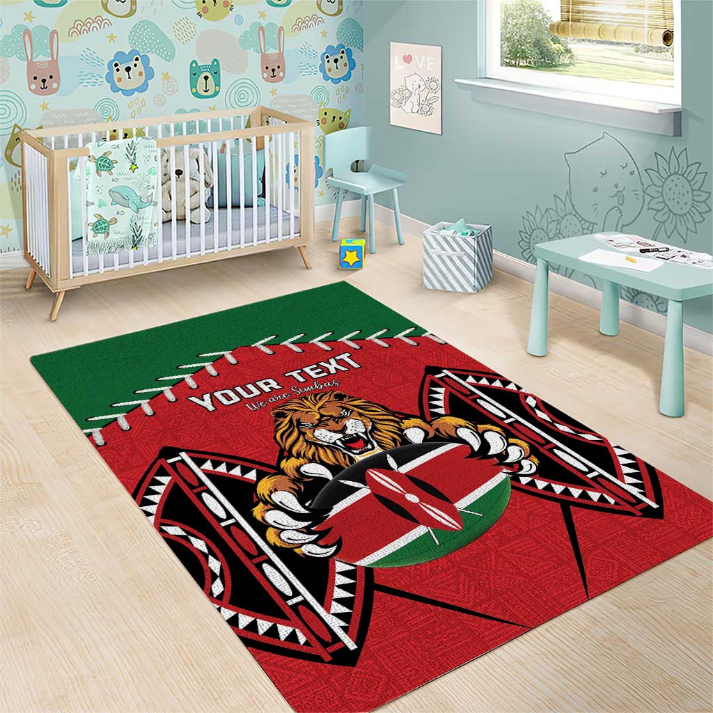 Custom Kenya Rugby Area Rug Lion Mascot African Pattern