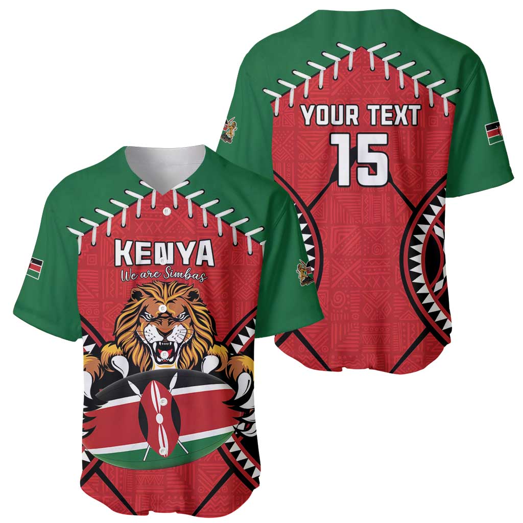 Custom Kenya Rugby Baseball Jersey Lion Mascot African Pattern