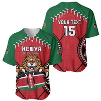 Custom Kenya Rugby Baseball Jersey Lion Mascot African Pattern
