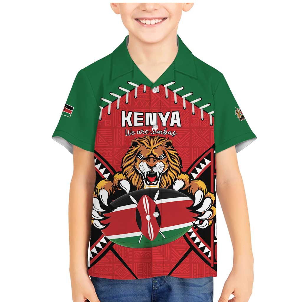Custom Kenya Rugby Family Matching Mermaid Dress and Hawaiian Shirt Lion Mascot African Pattern