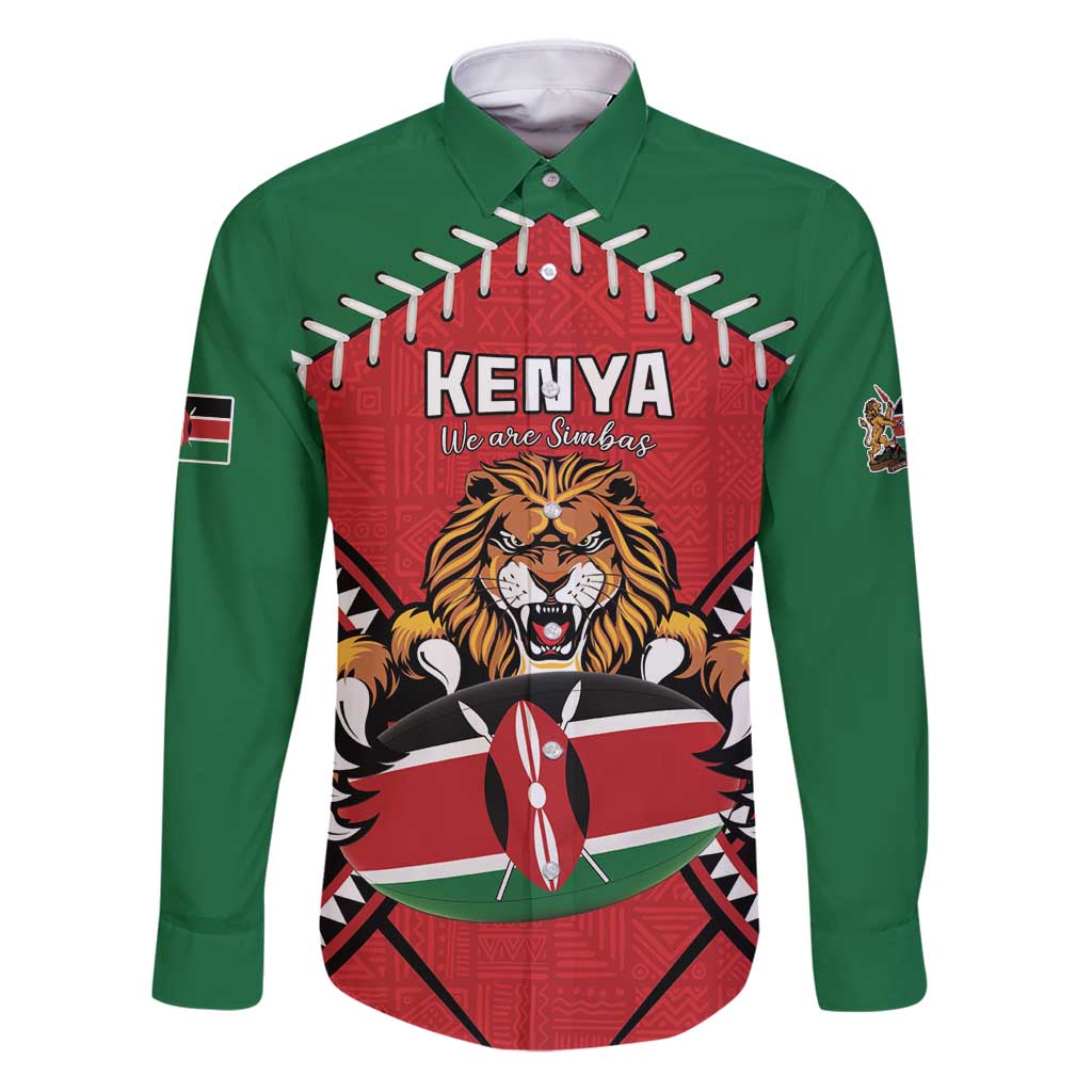 Custom Kenya Rugby Family Matching Puletasi and Hawaiian Shirt Lion Mascot African Pattern