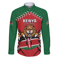 Custom Kenya Rugby Family Matching Puletasi and Hawaiian Shirt Lion Mascot African Pattern