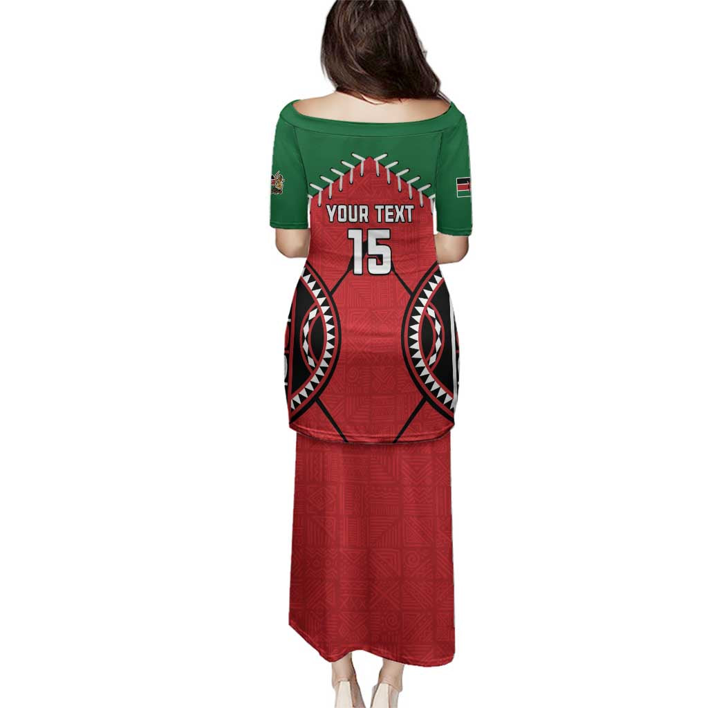 Custom Kenya Rugby Family Matching Puletasi and Hawaiian Shirt Lion Mascot African Pattern