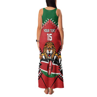 Custom Kenya Rugby Family Matching Tank Maxi Dress and Hawaiian Shirt Lion Mascot African Pattern