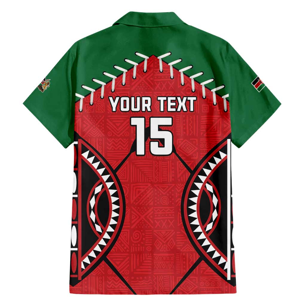 Custom Kenya Rugby Hawaiian Shirt Lion Mascot African Pattern