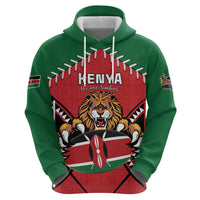 Custom Kenya Rugby Hoodie Lion Mascot African Pattern