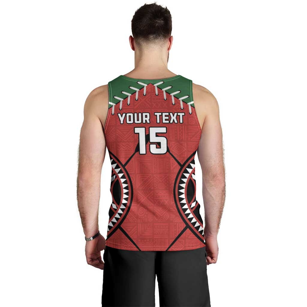Custom Kenya Rugby Men Tank Top Lion Mascot African Pattern