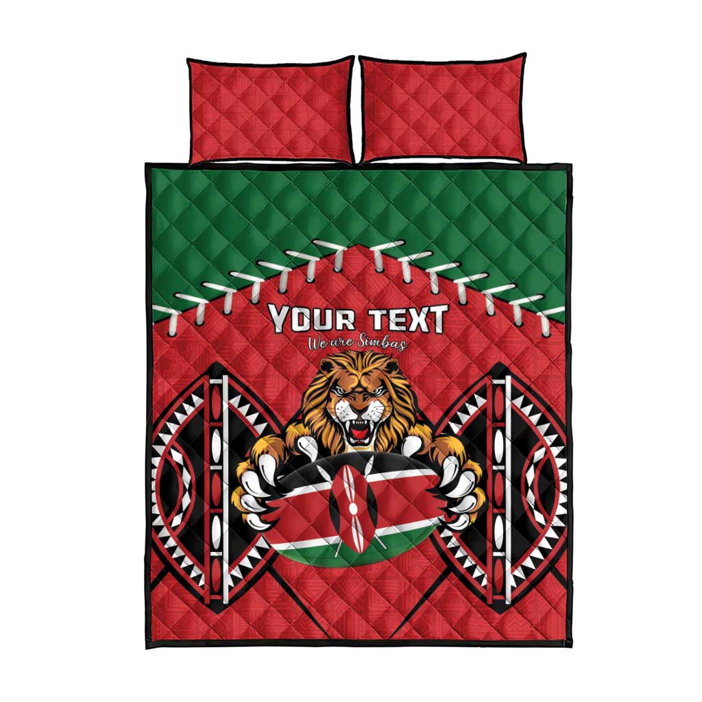 Custom Kenya Rugby Quilt Bed Set Lion Mascot African Pattern