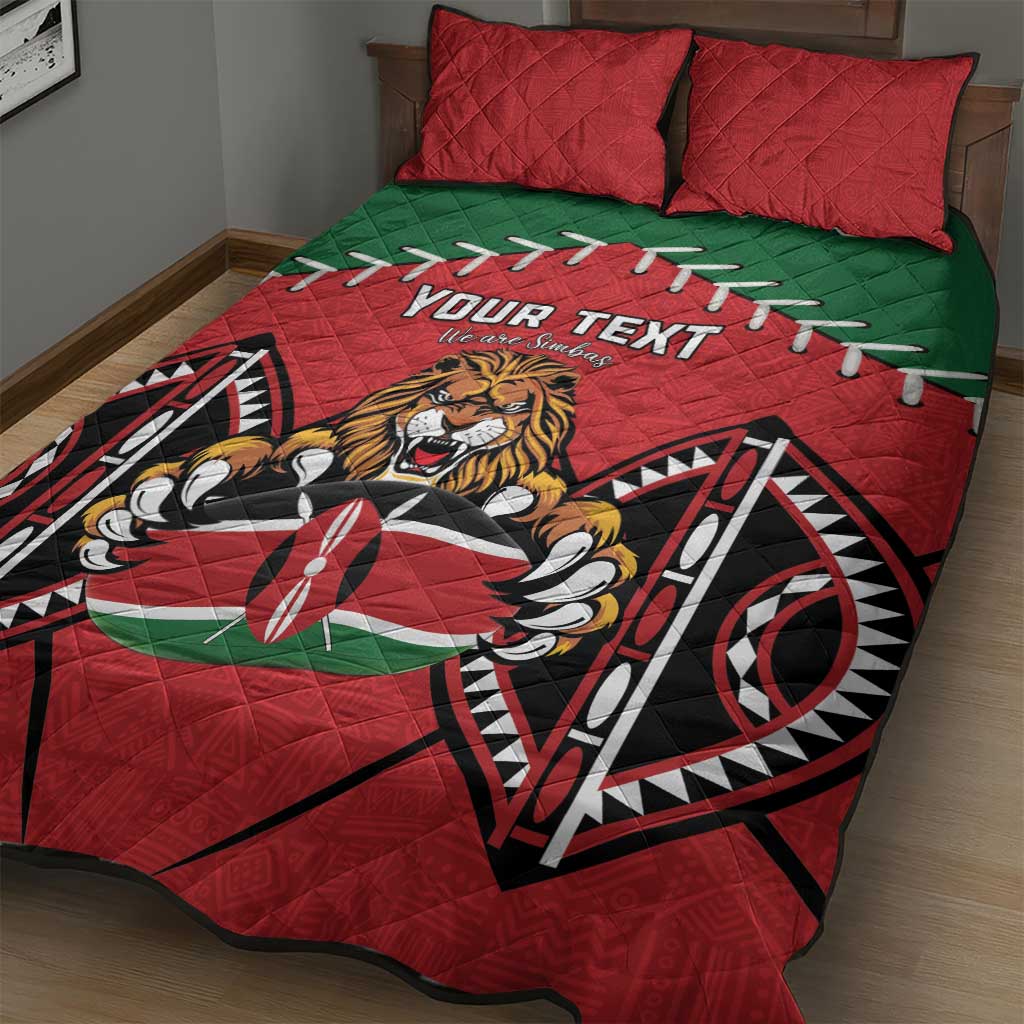 Custom Kenya Rugby Quilt Bed Set Lion Mascot African Pattern