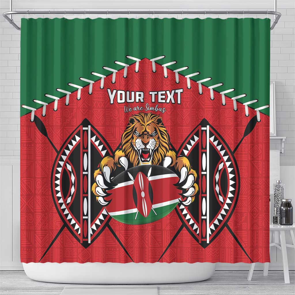 Custom Kenya Rugby Shower Curtain Lion Mascot African Pattern