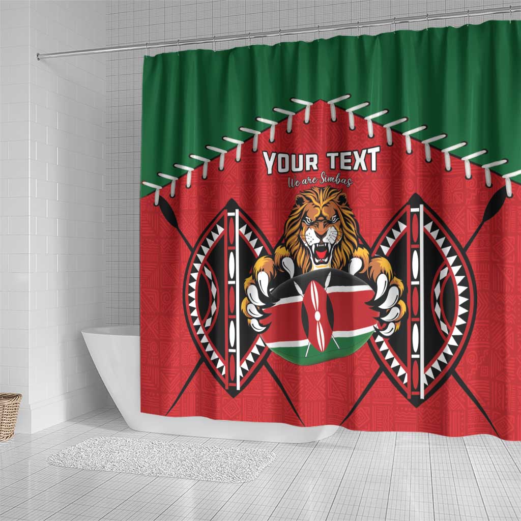 Custom Kenya Rugby Shower Curtain Lion Mascot African Pattern